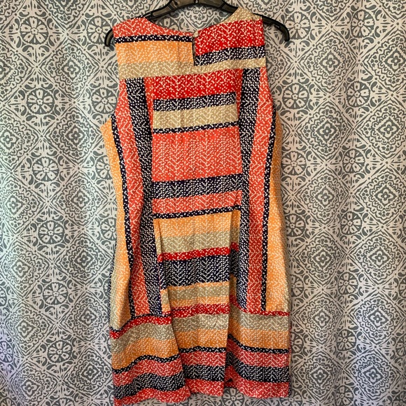 Robbie Bee Size 12  orange, blue, and red with white dotted pattern dress - Picture 2 of 3